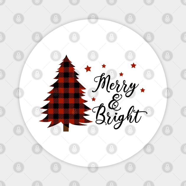 Merry And Bright. Plaid design Magnet by Satic